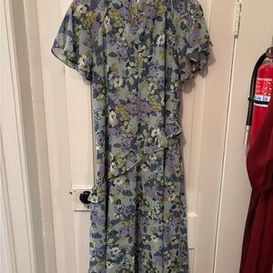 Coldwater Creek Floral Maxi Dress in Blue and Green